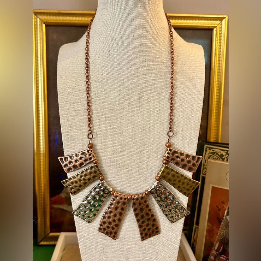 Artisan Mixed Metal Hammered Boho Necklace